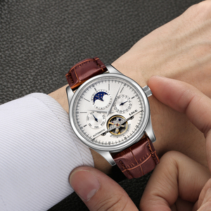 Đồng hồ nam LIGE LG6826, đồng hồ cơ tự động, đồng hồ tourbillon, dây da nâu, phong cách thường ngày và kinh doanh, kèm hộp quà tặng - Product Image 4