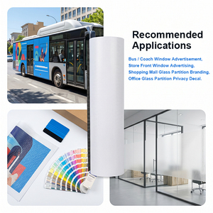 Film de fenêtre perforé transparent avec un rapport de perforation de 60/40, adhésif semi-amovible pour la publicité sur les vitres de voitures, bus et magasins - Product Image 6