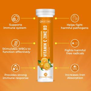 OEM 無糖 ビタミン<span class=keywords><strong>C</strong></span> + D3 + 亜鉛 発泡錠 大人用 - 免疫サポート 美白サプリメント - Product Image 3