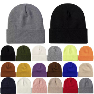 Bonnet tricoté unisexe de couleur unie, chaud et coupe-vent, avec bord roulé, pour adultes, en laine anti-boulochage, idéal pour l'hiver - Product Image 1