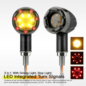 หลอดไฟ LED สองสี 12V สำหรับรถจักรยานยนต์ ไฟเตือนหน้า-หลัง ไฟเบรก สีเหลืองอำพัน - Product Image 6