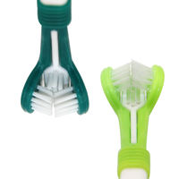 Cepillo de Dientes para Mascotas con Triple Cabezal, Cepillos Dentales Multiángulo para Perros y Gatos, Cepillo de Limpieza Dental para la Salud Bucal de Perros y Gatos