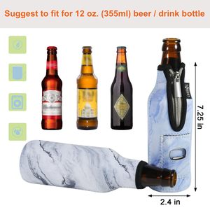 Beer Bottle Sleeves Neoprene Insulator Sleeves Bottle Jackets Sleeves 12 OZ Beverage <b>Can</b> <b>Cooler</b> with Built in Bottle Opener - Product Image 2