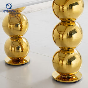 Mesa de Banquete Ovalada de Mármol Blanco con Patas de Acero Inoxidable Dorado para Eventos y Bodas, Muebles de Lujo Personalizados para Vestíbulo de Hotel - Product Image 4