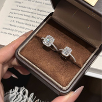 Bague pavée en moissanite rectangulaire couleur D 2 carats en argent sterling 925, bijou de mode pour fête, bal de promo, cadeau de demoiselle d'honneur