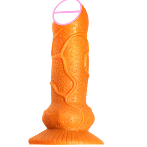 Dildo de Gel de Sílice Líquido con Forma de Lobo Dorado, Suave, con Ventosa, Largo, Juguete Sexual para Adultos, con Movimiento de Empuje, 100% Impermeable, Sensación Realista - Product Image 1