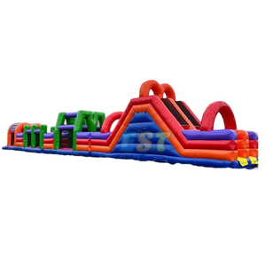 Carrera de obstáculos inflable de juego interactivo deportivo gigante personalizado para adultos con tobogán fiesta evento Castillo de carrera de obstáculos inflable - Product Image 1