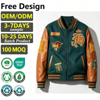 Veste universitaire personnalisée avec logo, style vintage, pour homme, avec lettres vertes et patchs en chenille brodés, veste de baseball personnalisée pour homme, manteaux d'hiver
