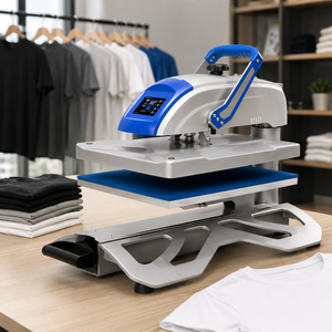 New Prior Manual 16x20 Pull Out Drawer Swing Away Garment T-Shirt Printing Sublimation Flatbed Heat Press Machine - Product Image 1