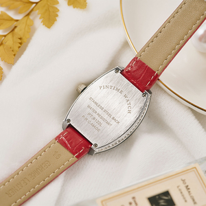 Relojes de Pulsera de Lujo para Mujer con Diamantes, Forma Tonneau, Bisel con Incrustaciones de Diamantes de Imitación, Rojos, Cuadrados, de Cuarzo - Product Image 4