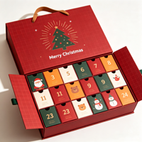 Boîte de calendrier de l'avent de Noël personnalisée à 24 tiroirs pour chocolats, bonbons, friandises, emballage surprise pour les fêtes