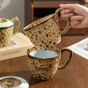 Mug à café en céramique vintage, finition mate, cuit au four, avec anse, pour thé ou latte art - Product Image 4