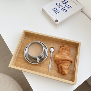 Plateau de service en bambou avec compartiments pour thé, en-cas, fruits secs, usage domestique, restaurant, hôtel - Product Image 3