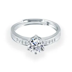 18k White Gold Plated 925Silver Rings 0.5/1/2/3ct Moissanite Ring For Woman