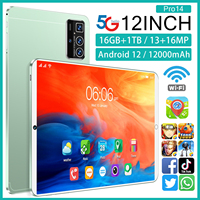 Tablet Educativa Android Pro 14 de 12 Pulgadas con Doble SIM, Procesador MTK, 16GB+1TB de Almacenamiento, Función de Llamadas Telefónicas, Entretenimiento, Nueva