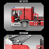 Camión de Bomberos de la Serie de Ingeniería 17022, Juguete Educativo de Bloques de Construcción de Partículas Pequeñas para Niños