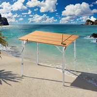 Table de repas carrée en aluminium et bambou, légère, moderne, portable, certifiée BSCI, réglable en hauteur, pliable, pour le parc