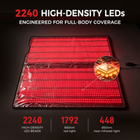 Couverture de sauna infrarouge pliable et portable ERCON 660 850nm 2240 LED pour usage domestique, récupération post-entraînement, lumière rouge pour tout le corps