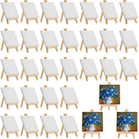 Xin Bowen 12*12CM Mini pré dessiné contour tendu toile peinture toiles planches et chevalet ensemble pour la peinture