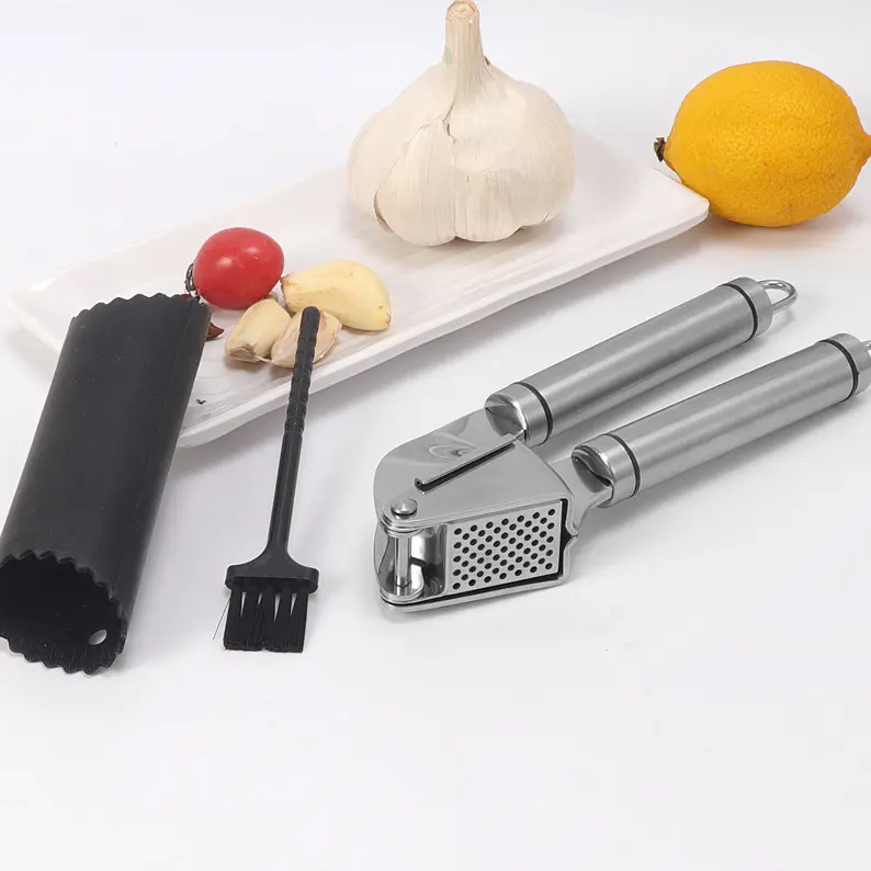 Amazon Hot Stainless Steel Garlic Press Mincer Garlic Peeler for Kitchen Gadgets