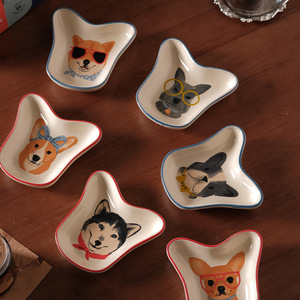 Assiette en <span class=keywords><strong>porcelaine</strong></span> émaillée mignonne, compatible micro-ondes, en forme <span class=keywords><strong>de</strong></span> chien <span class=keywords><strong>de</strong></span> dessin animé, pour friandises et assaisonnements pour chiens - Product Image 2