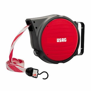Cinta métrica retráctil Usag de 10 m, roja, con gancho para medir - Product Image 1