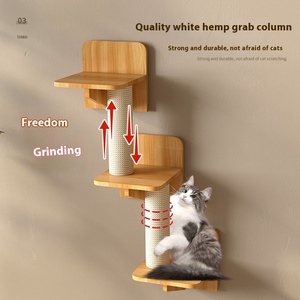 Estante de escalada de gato montado en la pared de <span class=keywords><strong>madera</strong></span> maciza ecológica DIY plataforma de trampolín de pared de gato personalizada cápsula espacial nido de gato para - Product Image 1