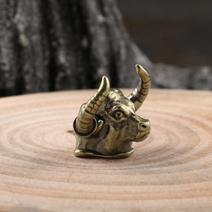 Bullhead patung kuningan rantai kunci liontin DIY buatan tangan aksesoris gantung kerajinan - Product Image 2