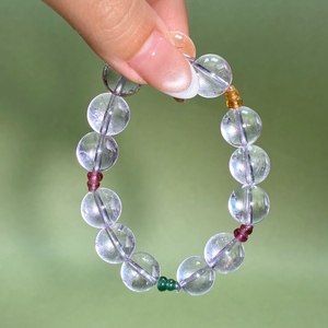 Ensemble de bijoux Vefiery en améthyste naturelle, quartz clair et tourmaline, bracelet et collier en perles de cristal rondes de 10 à 13 mm, pierres précieuses de guérison - Product Image 3