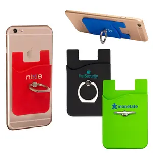 定制便宜的金属环电话支架手机钱包手机袋硅胶信用卡套