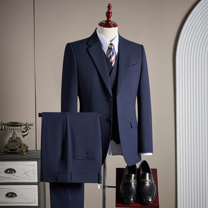 <span class=keywords><strong>Costume</strong></span> Homme Sur Mesure Haut de Gamme à Simple Boutonnage en Tissu Sergé Mélangé – Tenue Formelle Professionnelle - Product Image 1