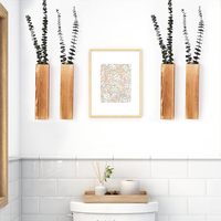 4-Pack Pot Tanaman Kayu 12 inci, Vas Kayu Modern Tipis, Dekorasi Dinding untuk Tanaman dan Batang Bunga Kering