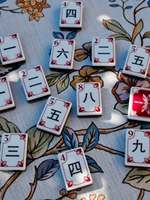 Jeu de Mahjong Américain Vert Jardin en Acrylique, 160 Pièces Écologiques, Gravées sur 3 Couches, pour Divertissement