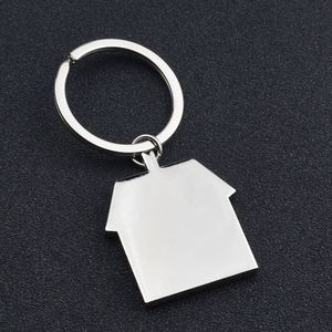 Wholesale Business Gift Fashion Vintage Letterpress Printing Engraving Silver Zinc Alloy House Shape Keychain <b>Key</b> <b>Chain</b> - Product Image 3