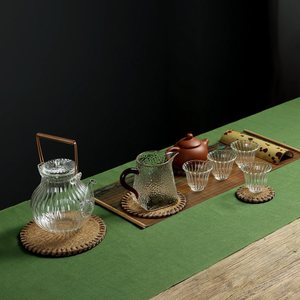 Special Features: Thickened Palm Wool Coaster, <b>Tea</b> <b>Set</b> Mat, Teapot Nursery Mat, Palm Wool Woven Insulating Mat, <b>Tea</b> Ceremony - Product Image 3