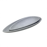 Plateau à bijoux décoratif en forme de feuille en résine de ciment texturé gris clair mat effet pierre