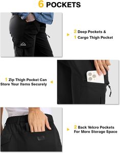 TBMPOY femmes décontracté mi <span class=keywords><strong>randonnée</strong></span> Cargo <span class=keywords><strong>pantalon</strong></span> léger velours côtelé résistant à l'eau séchage rapide 6 poches pour la pêche voyage travail - Product Image 4