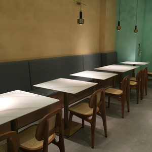 Table et chaise de restaurant, canapé de banquette pour café, cafétéria, restaurant de nouilles, table en marbre pour salon de thé boba - Product Image 4