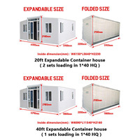 WinFair Maison mobile préfabriquée pliable et extensible de 20 pieds, 40 pieds, 3, 4 ou 5 chambres, conteneur pliable