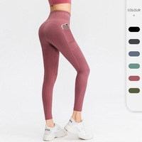 OEM Maßgeschneiderte Solide Fitness-Gym Push-Up Yoga-Hose mit Hoher Taille, Netzstoff-Taschen, Schnelltrocknend, Knöchellang für Damen