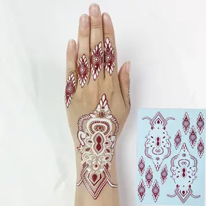 Moda cuerpo arte Henna tatuaje pegatinas Blanco marrón Color India estilo ecológico impermeable temporal tatuaje papel