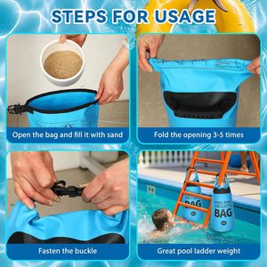 Sacs lestés robustes pour échelle de piscine avec grande poignée, sacs de sable en PVC étanches pour la stabilité des marches de piscine sous-marines - Product Image 5