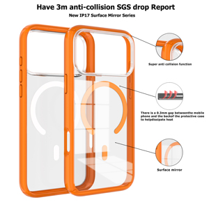 Funda Protectora Transparente Antiamarilla de TPU y PC Súper Resistente para <span class=keywords><strong>iPhone</strong></span> 17 Pro Max, Color Naranja, Venta al por Mayor - Product Image 2