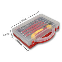 Jeu de tournevis isolés de poche avec étui, embouts magnétiques PH2, plats, triangulaires, en U, S2, kit d'outils électriques portables pour la maison