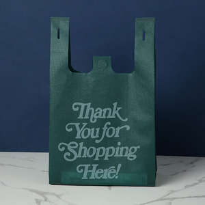 ถุงช้อปปิ้งสไตล์เสื้อยืดพิมพ์ได้เป็นมิตรกับสิ่งแวดล้อมถุงผ้าใยสังเคราะห์ปรับแต่งได้สำหรับบรรจุภัณฑ์ขายปลีกเพื่อการตลาดสีเขียว - Product Image 2