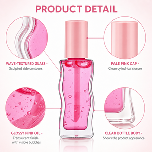 Aceite Labial HKH que Cambia de Color con Aceite de Aguacate, Brillo Labial Hidratante y Voluminizador, Botella de Vidrio Ondulada, Fabricante OEM ODM de Marca Privada - Product Image 5