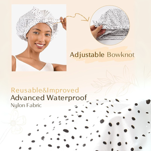 Bán Buôn Sang Trọng Tùy Chỉnh In Polka Dot Tắm <span class=keywords><strong>Cap</strong></span> Có Thể Điều Chỉnh Non-Slip Tái Sử Dụng Mũ Tắm Cho Phụ Nữ Không Thấm Nước Dùng Một Lần Phong Cách - Product Image 4