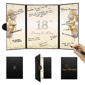 Carte de signature noire et or pour 18e anniversaire, livre d'or personnalisé de luxe pour fête d'anniversaire - Product Image 1
