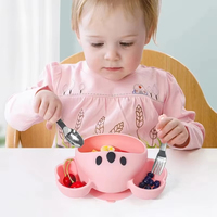 Assiette portable personnalisable pour enfants en forme de koala Assiette d'alimentation en silicone pour bébés Ensemble pour tout-petits Bol à ventouse résistant à la chaleur avec cuillère et fourchette