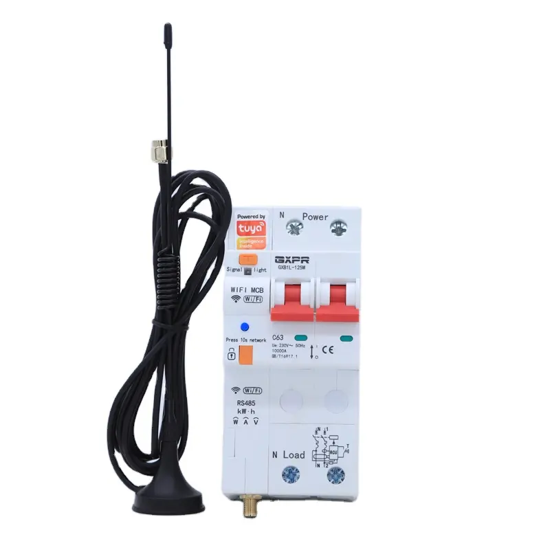 GXPR GXB1L 2 מוט 50mA טמפרטורת הגדרת צג WiFi מפסק RCBO טלפון אלחוטי מבוקר
